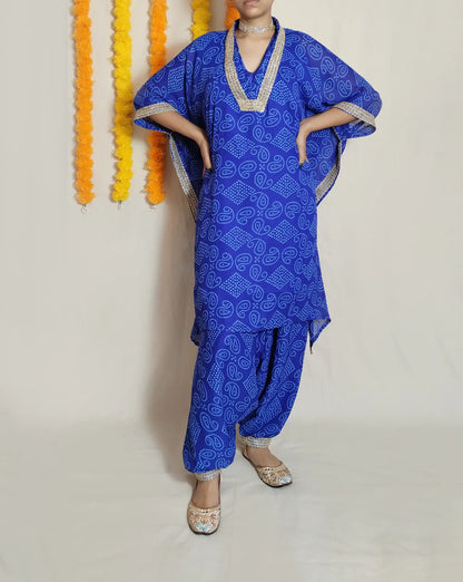 Bandhni Kaftan Harem Pants Set