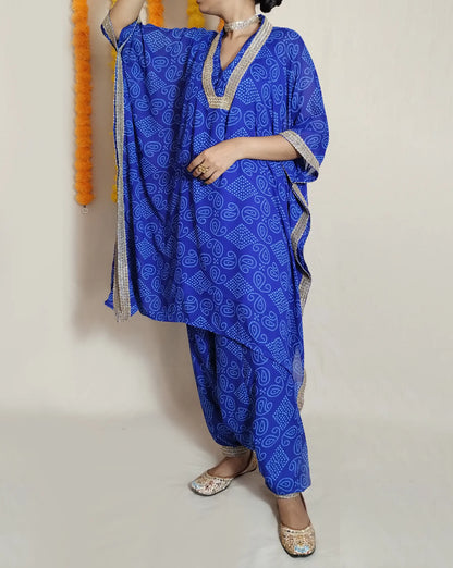 Bandhni Kaftan Harem Pants Set