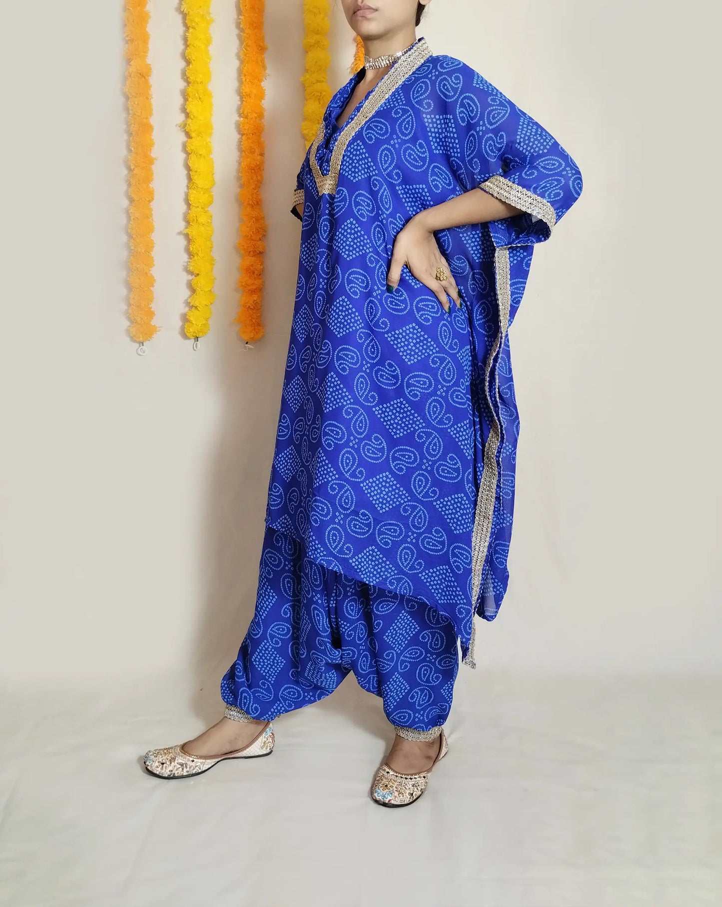 Bandhni Kaftan Harem Pants Set